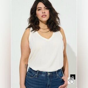 Torrid Challis Stitch Detail Tank, Off White, Size 2 (2X 18-20)